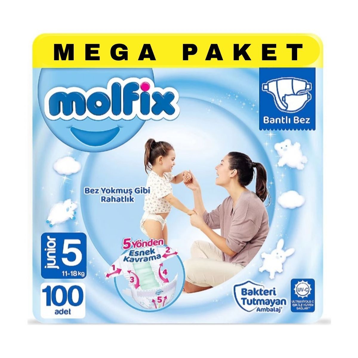 Molfix Mega Cırtlı Bebek Bezi 5 Numara 100'lü