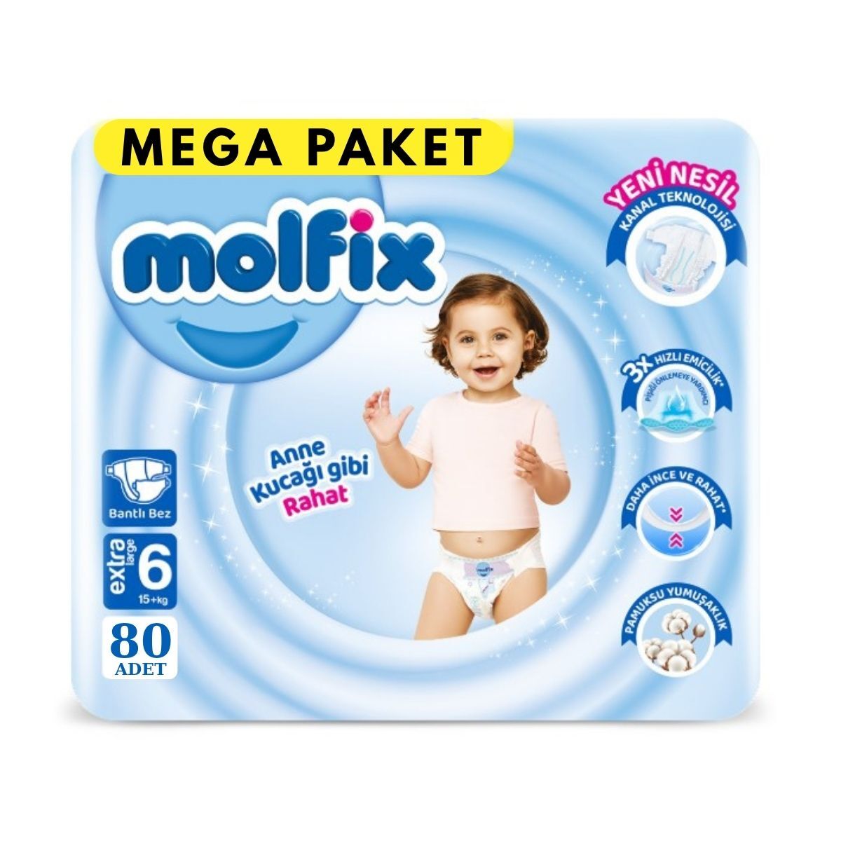 Molfix Mega Cırtlı Bebek Bezi 6 Numara 80'li