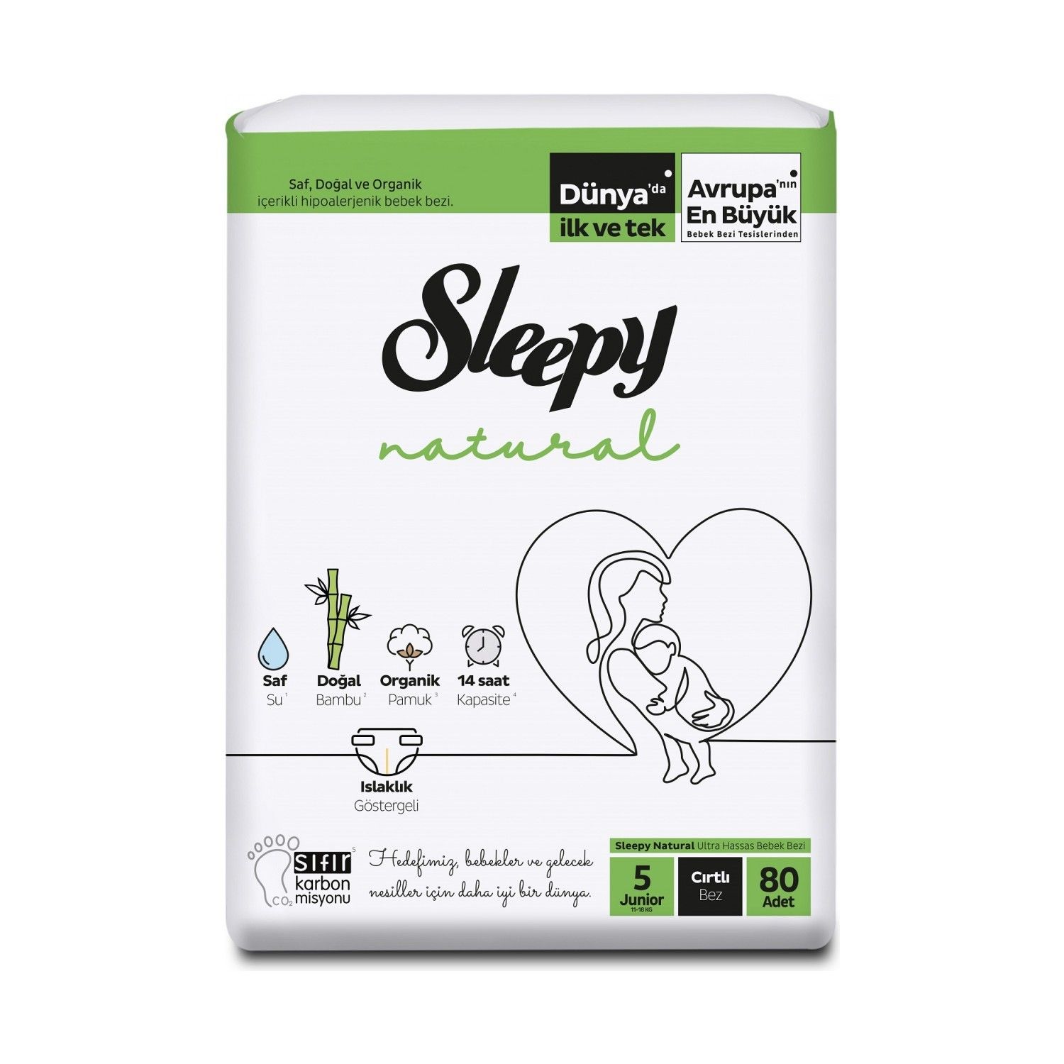 Sleepy Natural Cırtlı Bebek Bezi 5 (Junıor) Beden-80 Adet