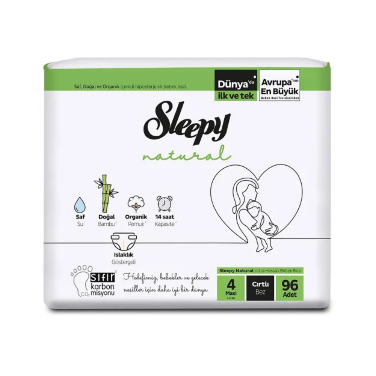 Sleepy Natural Cırtlı Bebek Bezi 4 (Maxi) Beden-96 Adet