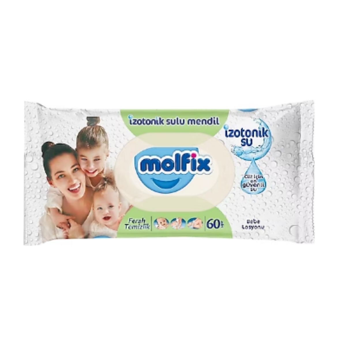 Molfix Ferah Temizlik İzotonik Sulu Islak Mendil 60lı (yeşil)
