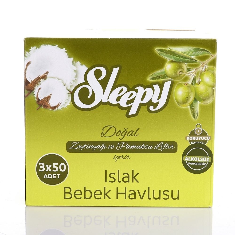 Sleepy Zeytinyağı ve Pamuksu Lifler Islak Mendil 3x50