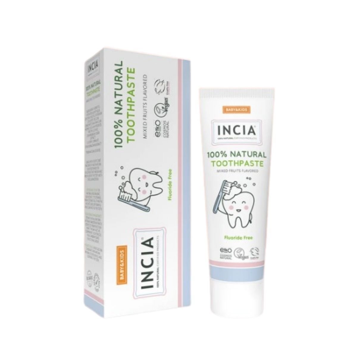 Incia Doğal Diş Macunu Bebek ve Çocuk Karışık Meyve Aromalı Florürsüz 50 ml