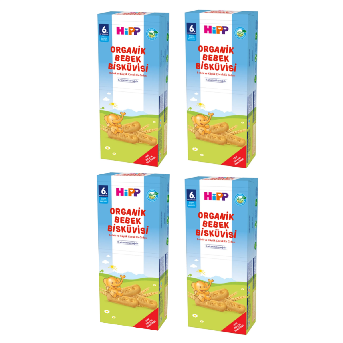 Hipp Organik Bebek Bisküvisi 180 gr x 4 Paket - 6 Ay ve Üzeri Bebekler İçin Sağlıklı Atıştırmalık