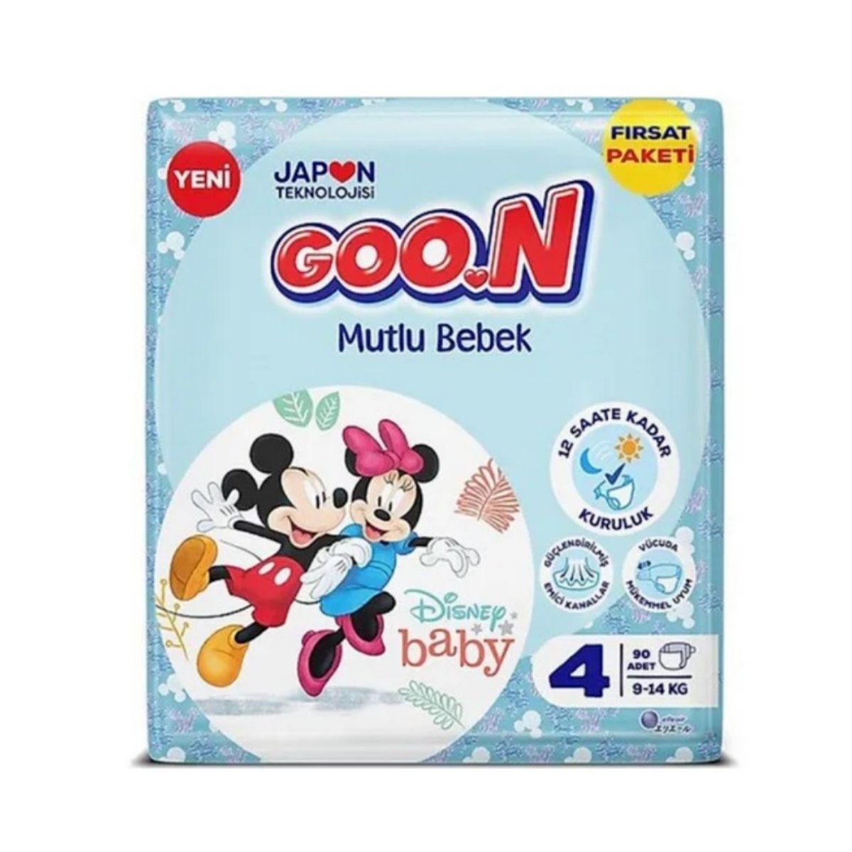 Goon Mutlu Bebek Aylık Fırsat Paketi Cırtlı Bebek Bezi 4 (Maxi) Beden-90 Adet