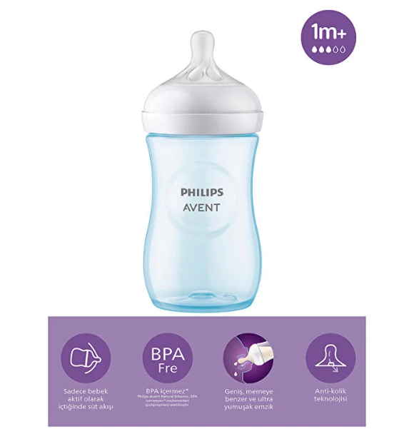 Avent Natural Pp Yavas Akış Biberon 260 ml 1 Ay+ Mavi