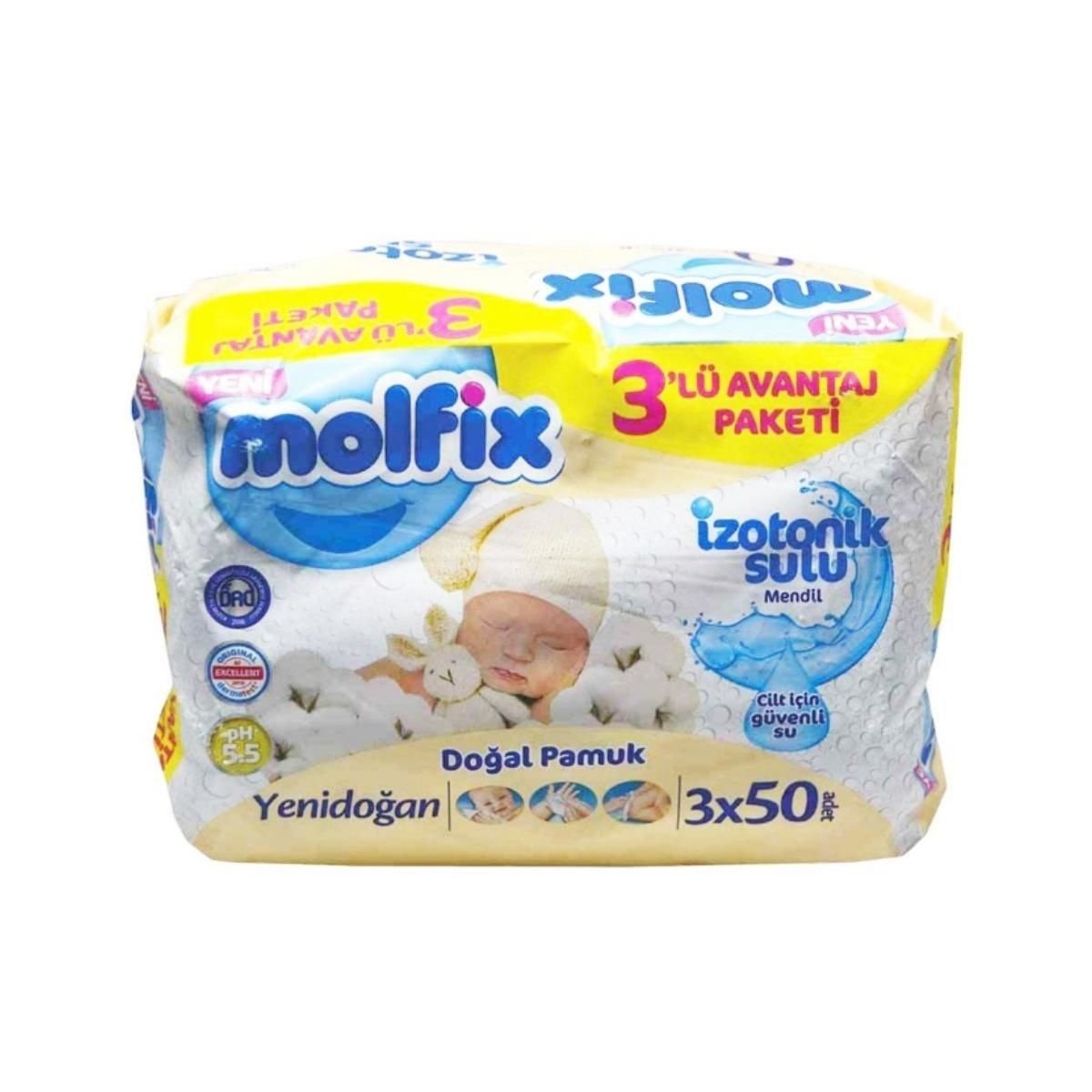 Molfix Yenidoğan İzotonik Sulu 3'lü Avantaj Paketi Islak Mendil