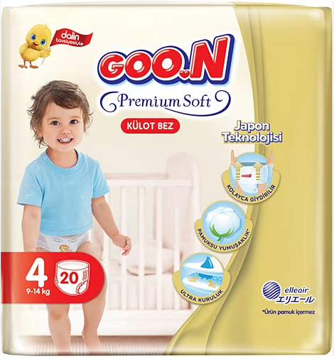Goon İkiz Paket Külot Bebek Bezi Premium Soft 4 (Maxi) Beden-20 Adet