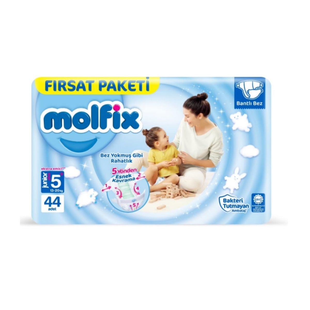 Molfix Fırsat Paketi Cırtlı Bebek Bezi 5+(Junıor Plus) Beden-44 Adet