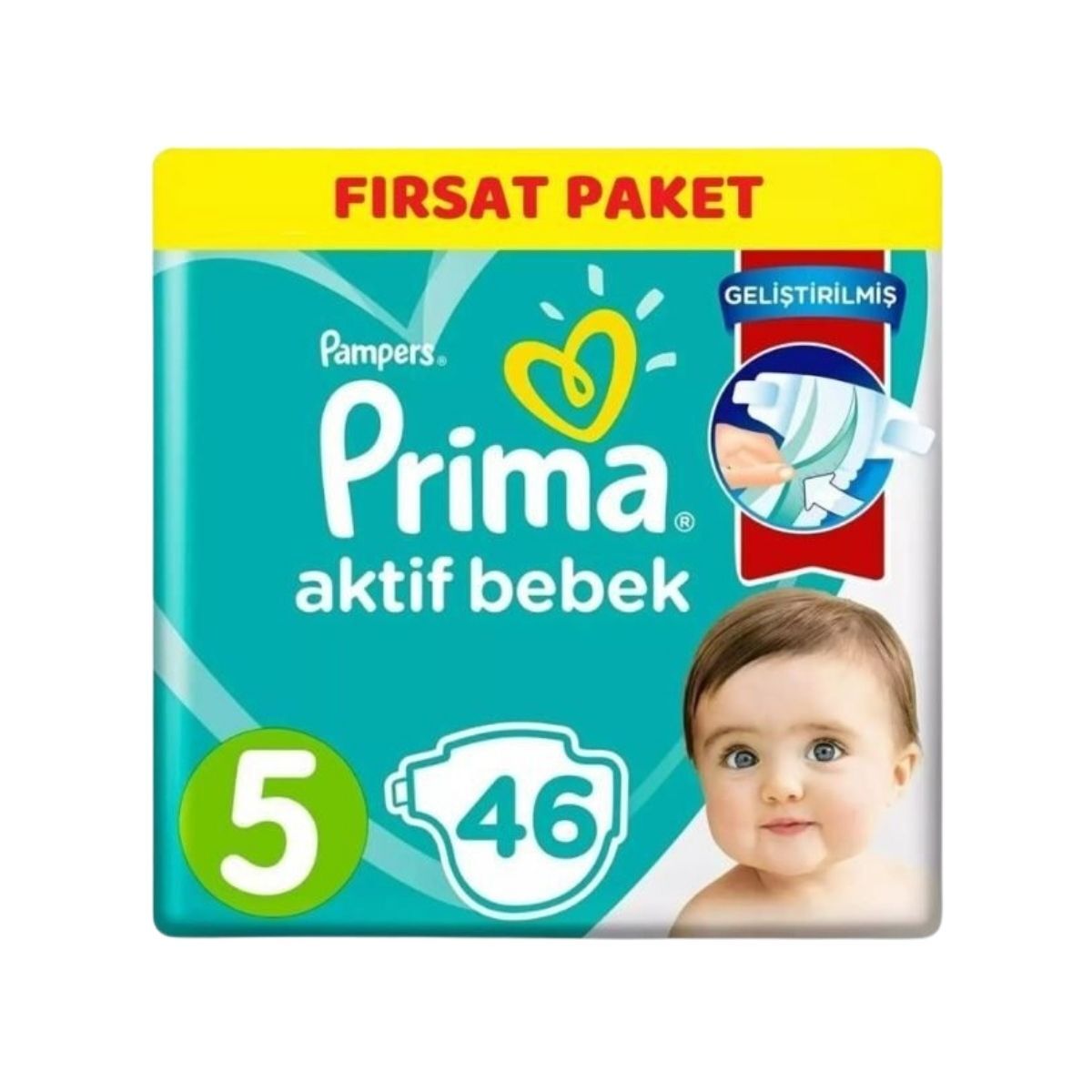 Prima Aktif Bebek Fırsat Paketi Cırtlı Bebek Bezi 5 (Junıor) Beden-46 Adet