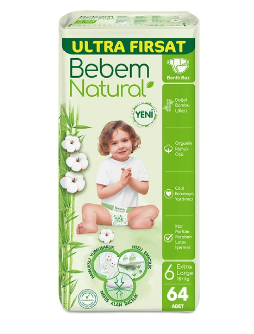 Bebem Ultra Fırsat Paketi Cırtlı Bebek Paketi 6 (XL) Beden-64 Adet