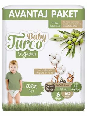 Babyturco Avantaj Külot Bebek Bezi Doğadan 6 (XL) Beden-60 Adet