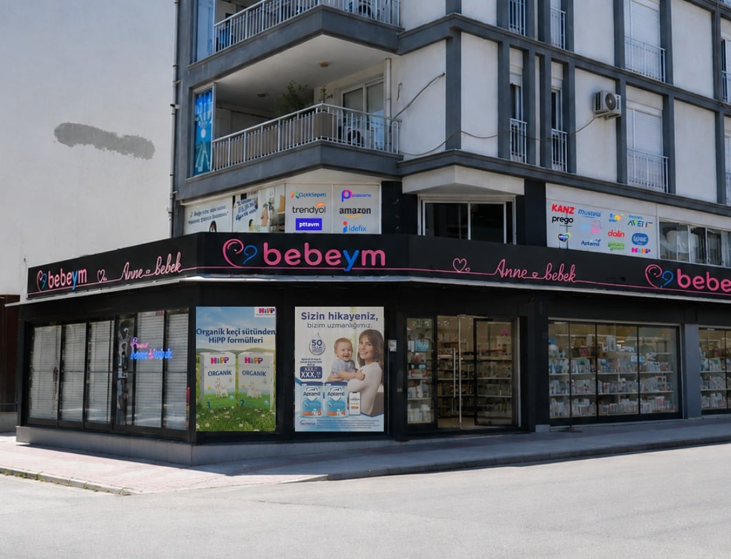 Bebeym Antalya Serik fiziksel mağaza tabelası ve dış görünümü