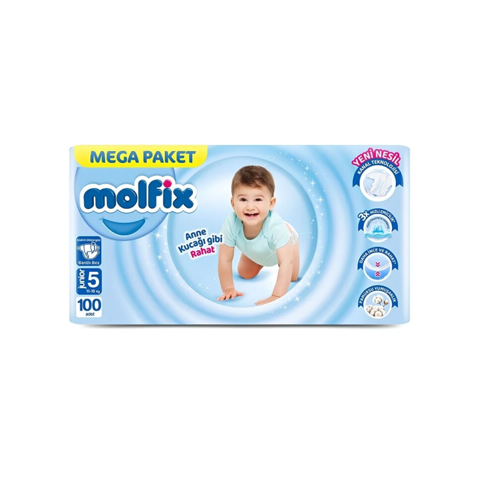Molfix 5 Mega Cırtlı Bebek Bezi 100'lü