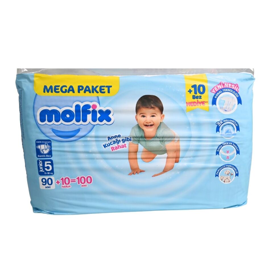 Molfix Mega Cırtlı Bebek Bezi 5 Numara 100'lü
