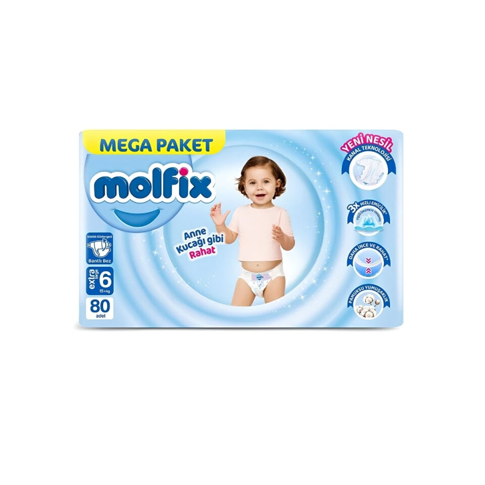Molfix 6 Mega Cırtlı Bebek Bezi 80'li