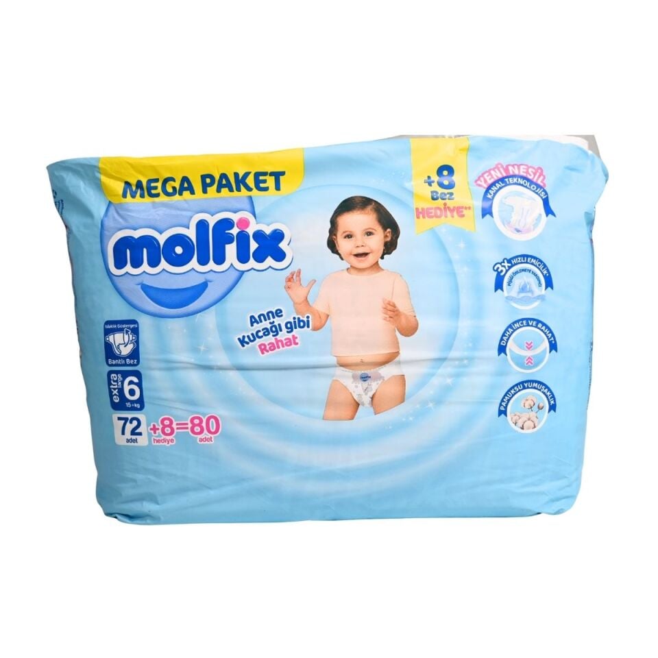 Molfix Mega Cırtlı Bebek Bezi 6 Numara 80'li
