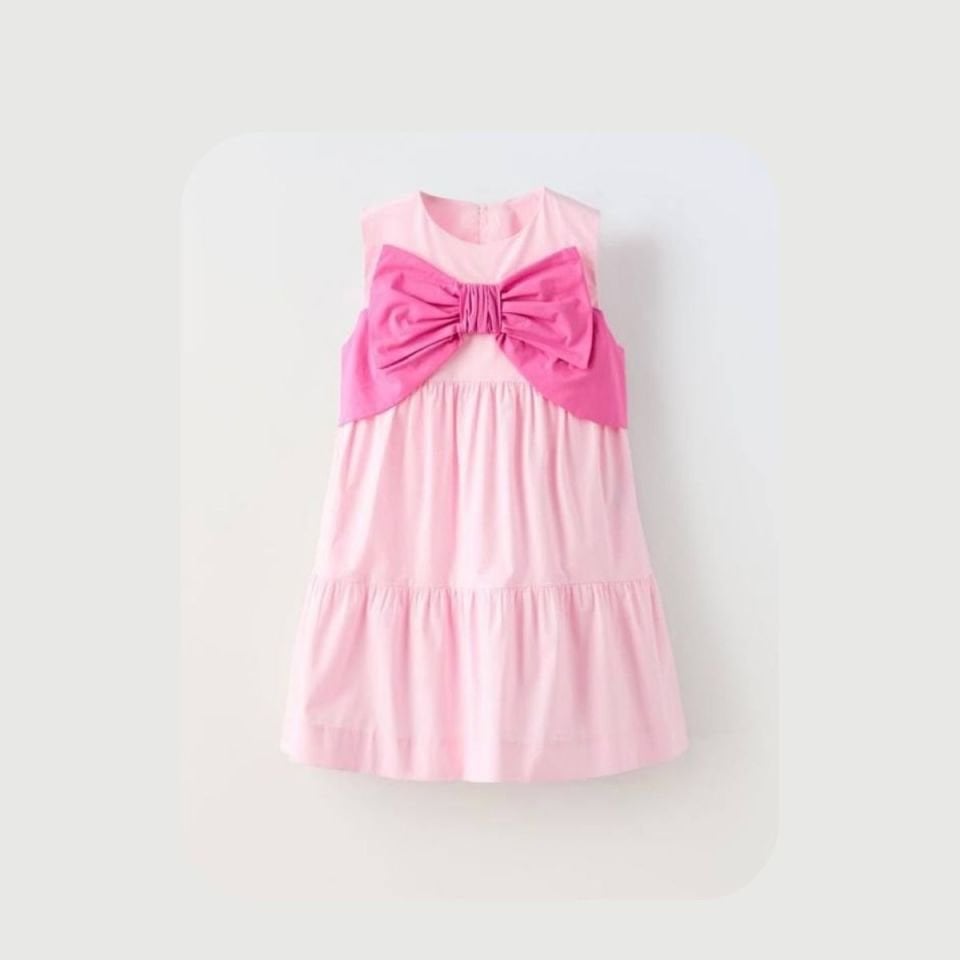 Pembe Fiyonklu Kız Çocuk Elbise