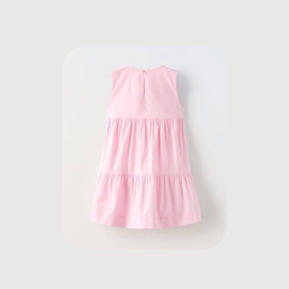 Pembe Fiyonklu Kız Çocuk Elbise
