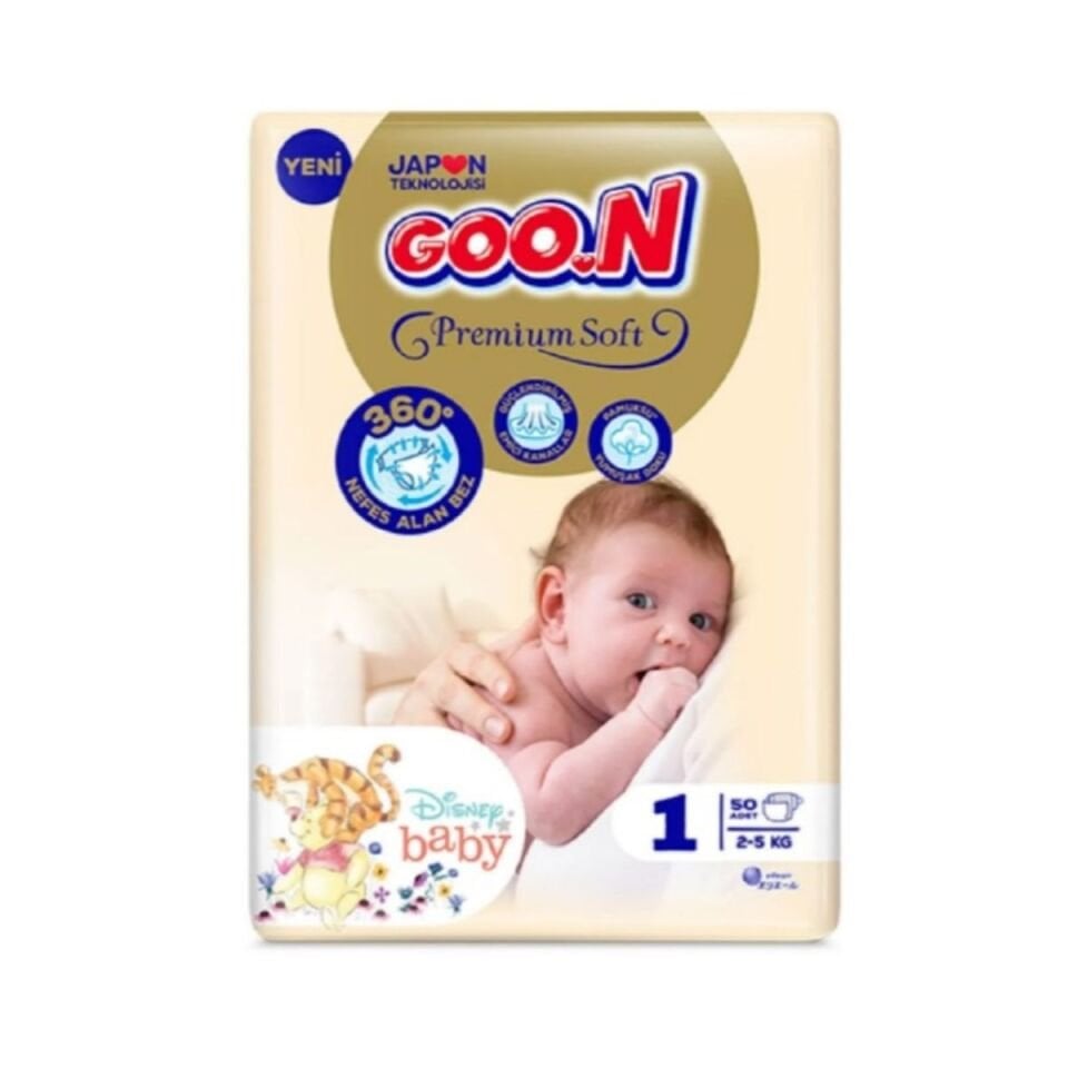 Goon Premium Cırtlı Bebek Bezi Jumbo 1 (Yenidoğan) Beden-50 Adet