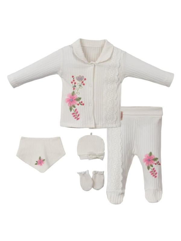 Necixs Rayes Kız Bebek Hastane Çıkışı 5'li Set 241163