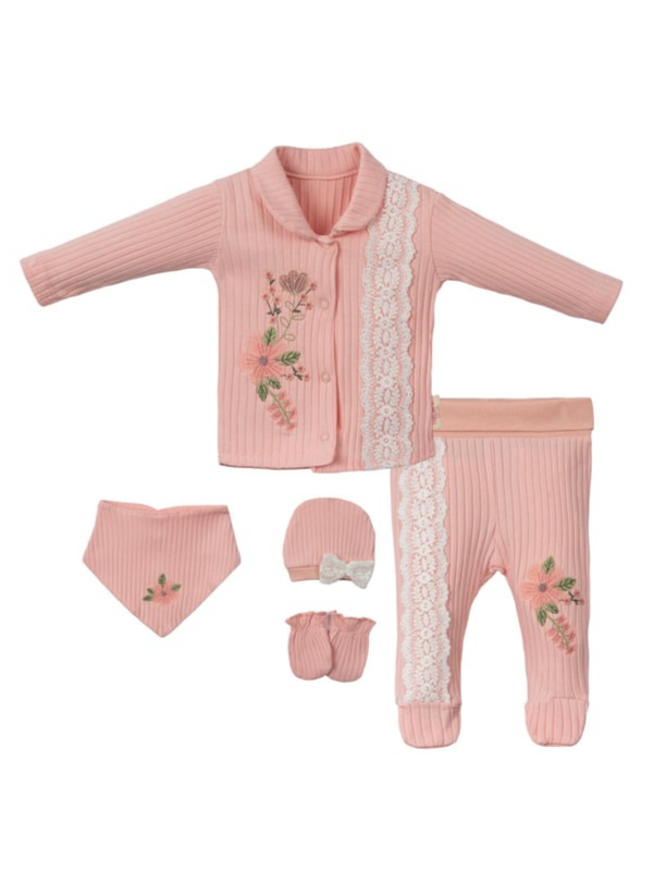 Necixs Rayes Kız Bebek Hastane Çıkışı 5'li Set 241163