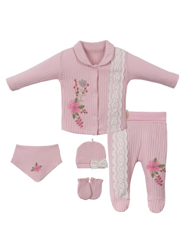 Necixs Rayes Kız Bebek Hastane Çıkışı 5'li Set 241163