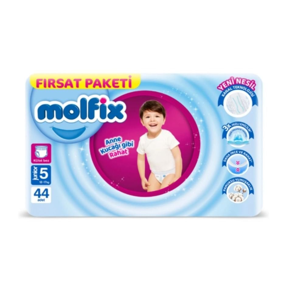 Molfix 5 Fırsat Paketi Külot Bebek Bezi Junior 44 adet