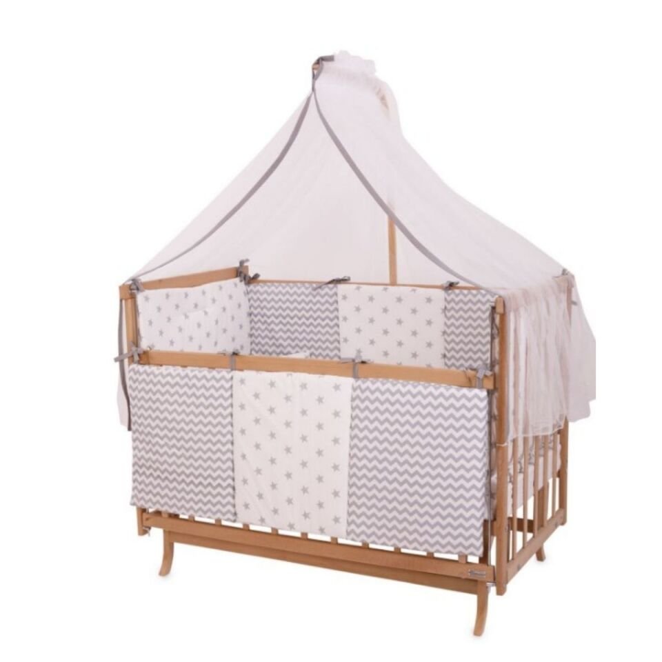 Doğal Anne Yanı Beşik Gri Zigzag Uyku Seti DE-41