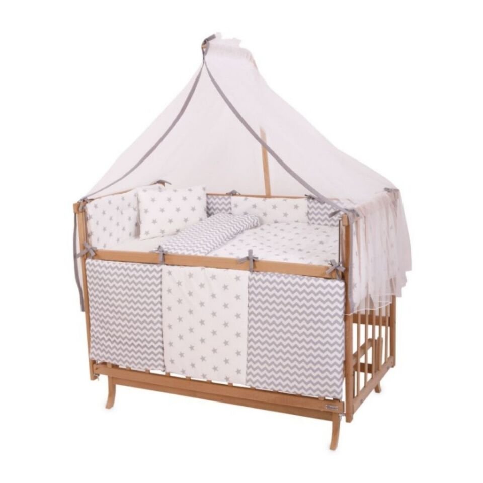 Doğal Anne Yanı Beşik Gri Zigzag Uyku Seti DE-41