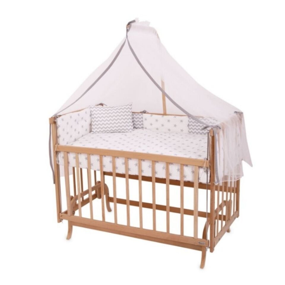 Doğal Anne Yanı Beşik Gri Zigzag Uyku Seti DE-41