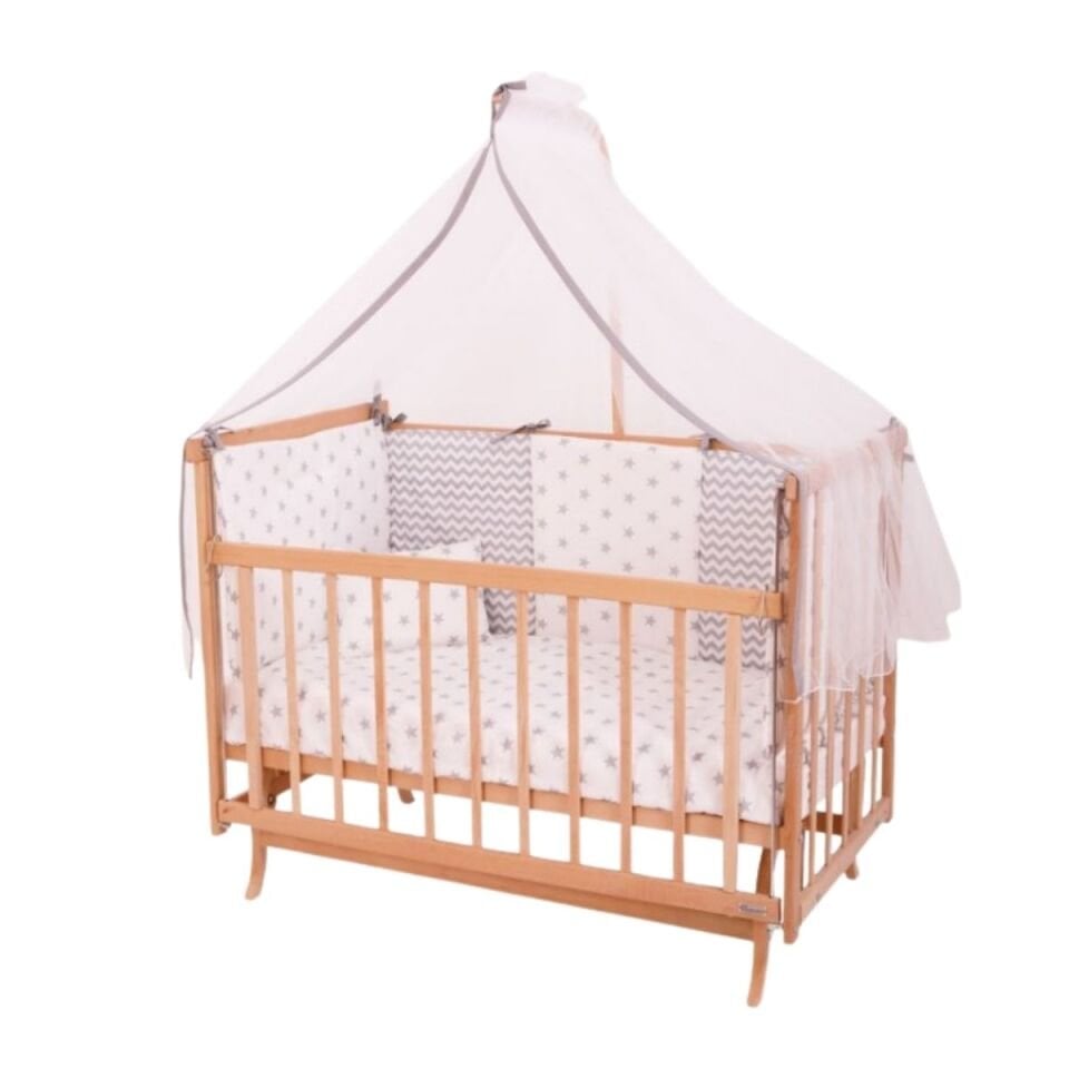 Doğal Anne Yanı Beşik Gri Zigzag Uyku Seti DE-41