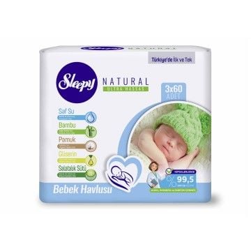 Sleepy Natural Islak Havlu 3x60