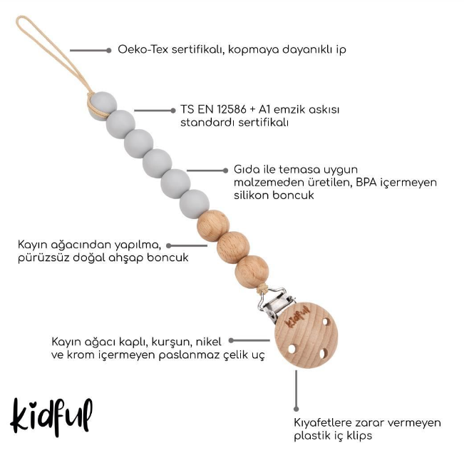 Kidful Boncuk Emzik Askısı - Dolphin 11838