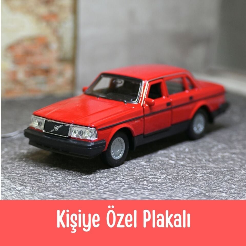 Volvo 240 GL Metal Araba 1:36 Kırmızı - Kişiye Özel Plakalı Araba