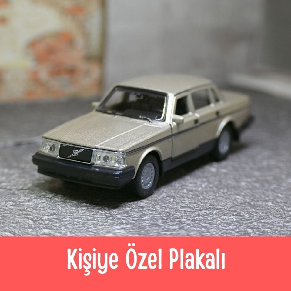 Volvo 240 GL Metal Araba 1:36 Bej - Kişiye Özel Plakalı Araba