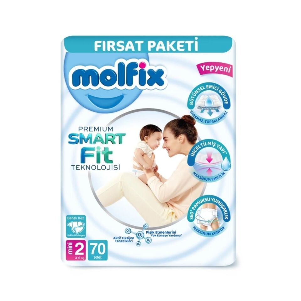Molfix 2 Premium Fırsat Paketi Cırtlı Bebek Bezi 70 adet