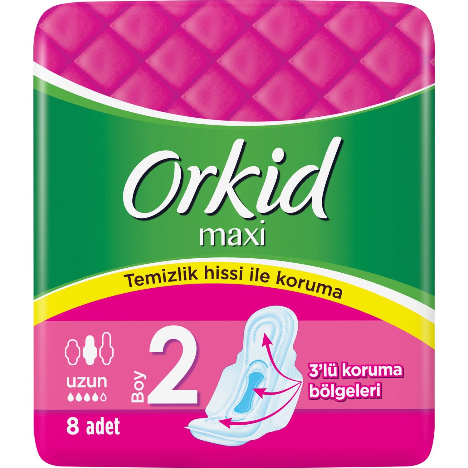 Orkid Ped Maxi Uzun No:2 8'li