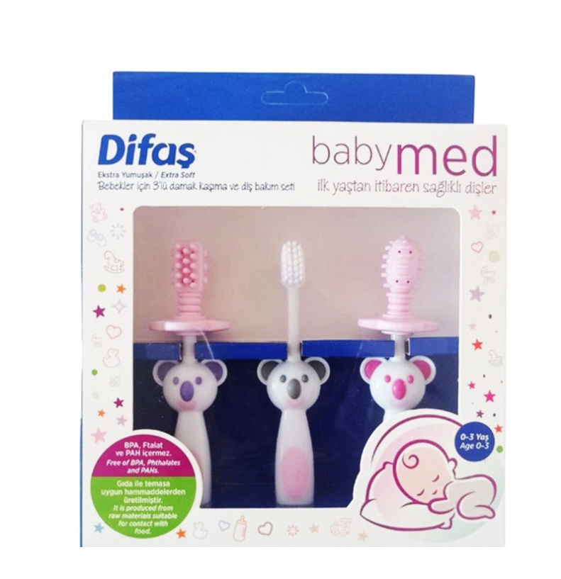 Difaş Babymed Ekstra Yumuşak Diş Fırçası 3lü Set Pembe
