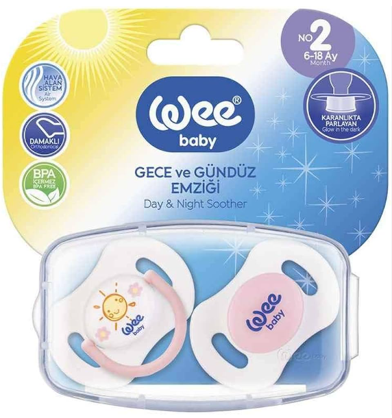 Wee Baby 2'li Gece Gündüz Emzik No:2 (Saklama Kabı Hediyeli)