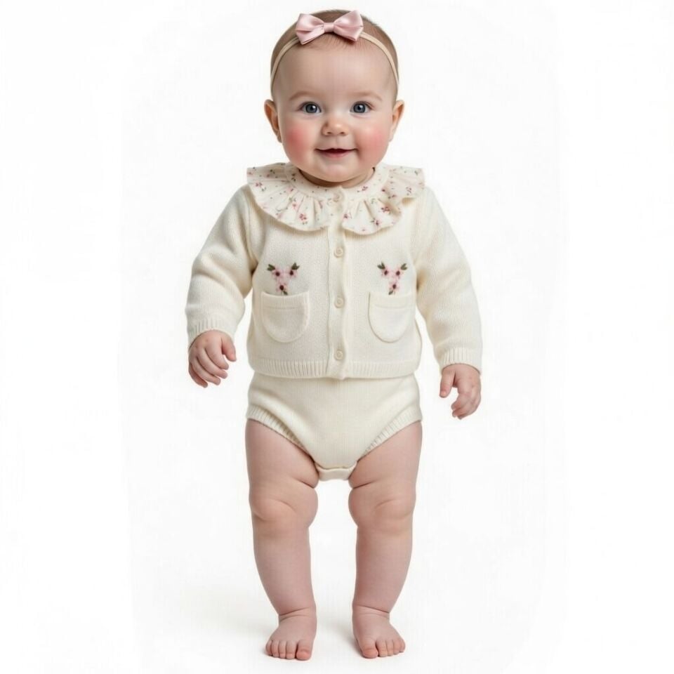 YAKASI ÇİÇEKLİ PETİT ÖRME 3 LÜ TAKIM 437401