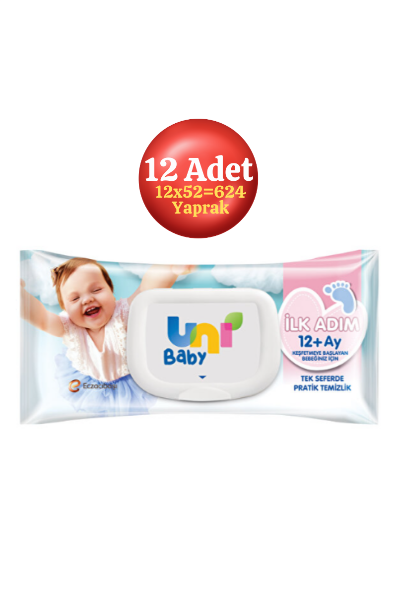 Uni Baby Ilk Adım Islak Mendil Kapaklı 12li 624 Yaprak
