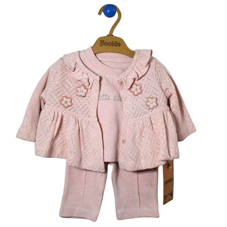 BABEXİ POOKİE YELEĞİ FIRFIRLI ÇİÇEKLİ 3 LÜ TAKIM