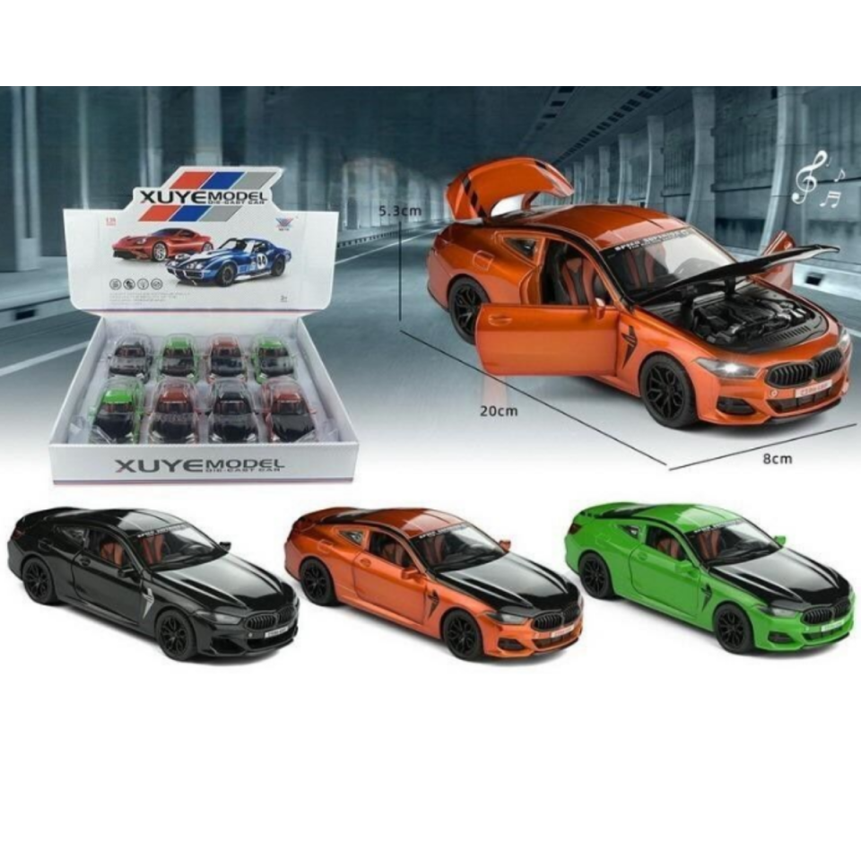 Bmw M8 Coupe Diecast Metal Araba - Işıklı ve Sesli 1:24