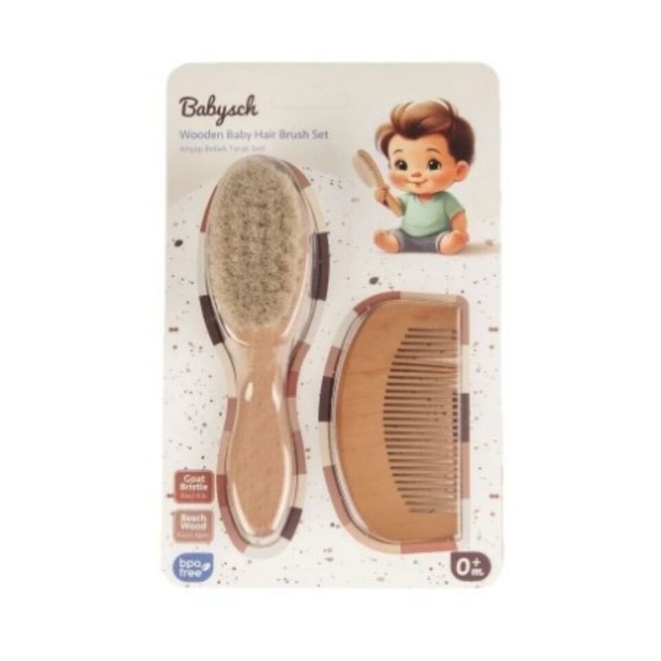 BABYSCH DOĞAL AHŞAP BEBEK TARAK SETİ