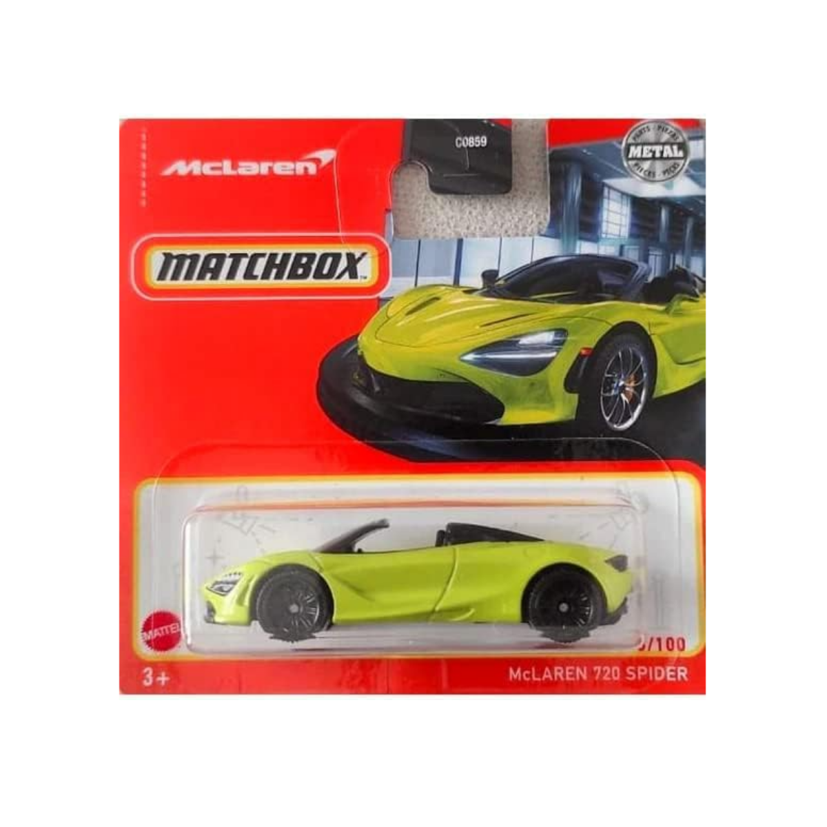 2023 Matchbox McLaren 720 Örümcek Limon Yeşili (Kısa Kart) HFR66