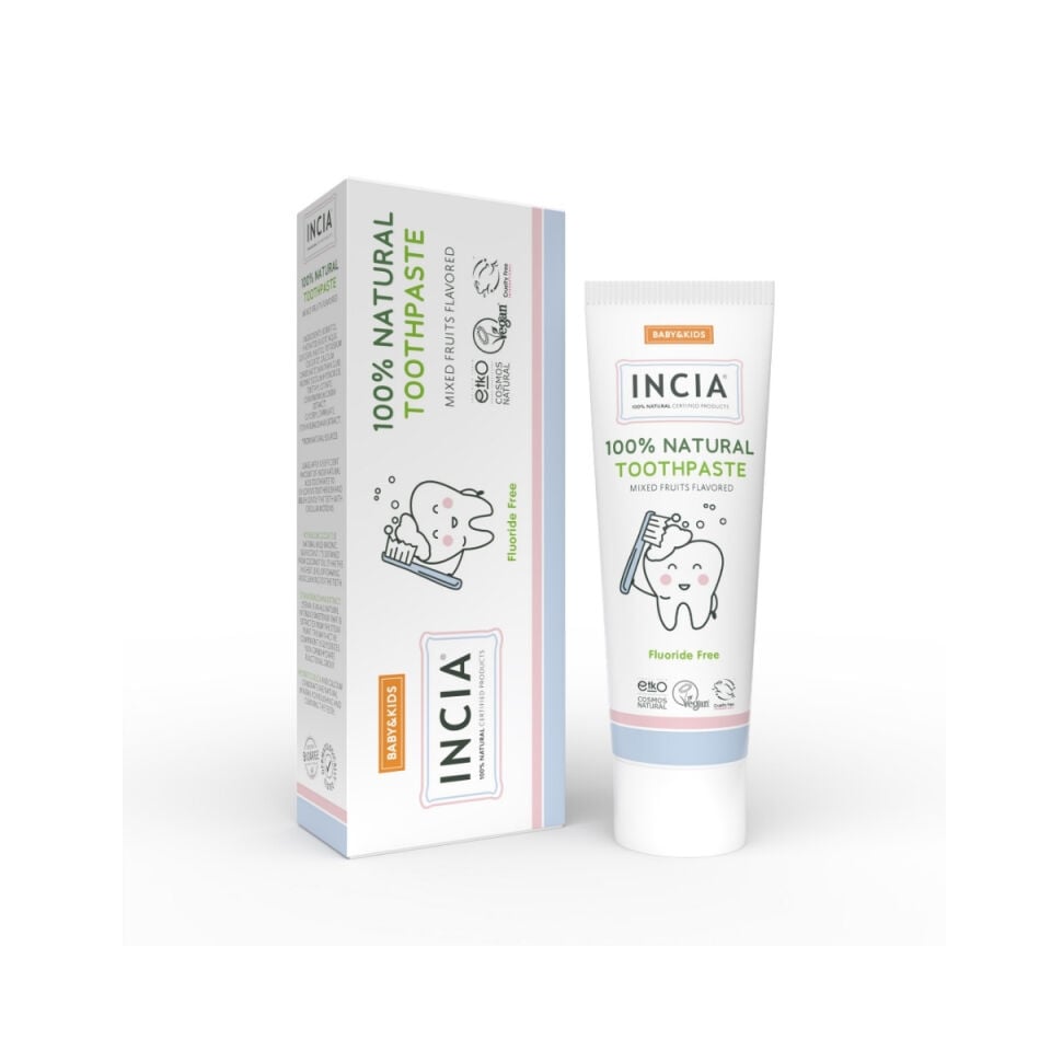 Incia Doğal Diş Macunu Bebek ve Çocuk Karışık Meyve Aromalı Florürsüz 50 ml