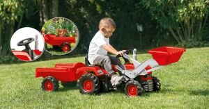 Romorklu Kepçeli Traktör Pedallı Kırmızı 8152