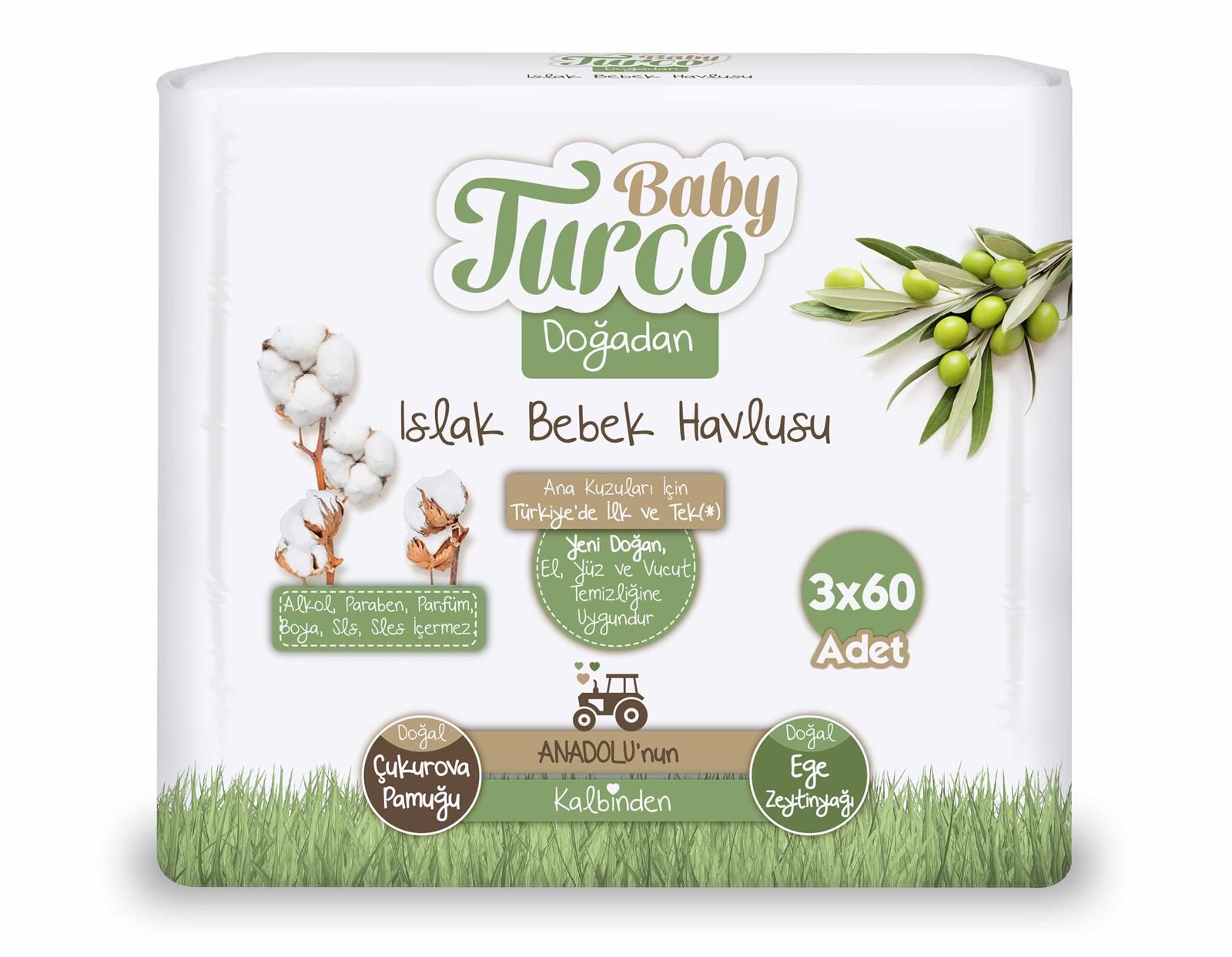 Baby Turco Islak Bebek Havlusu 3x60
