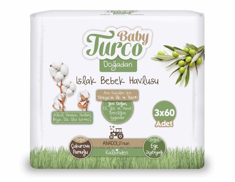 Baby Turco Islak Bebek Havlusu 3x60